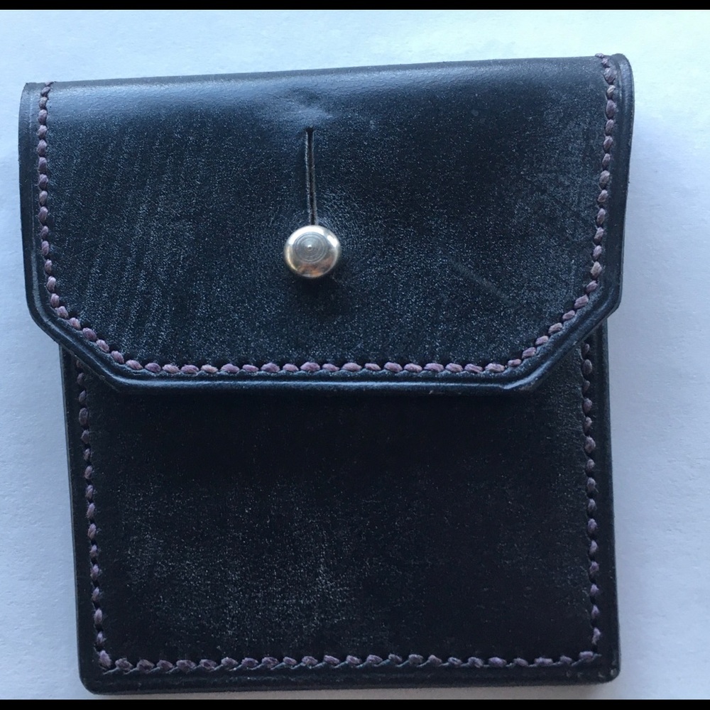 Black English bridle leather men’s coin purse